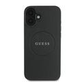 iPhone 16 Plus Guess Grained Classic Logo hybridikotelo - MagSafe-yhteensopiva - Musta