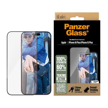 iPhone 16 Plus/15 Plus PanzerGlass Ultra-Wide Fit EasyAligner -Panssarilasi - 9H - musta kehys