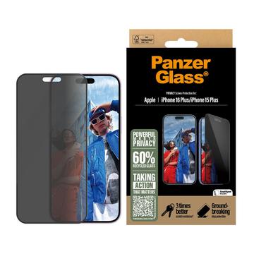 iPhone 16 Plus/15 Plus PanzerGlass Ultra-Wide Fit Privacy EasyAligner Panssarilasi - 9H - Musta Reuna