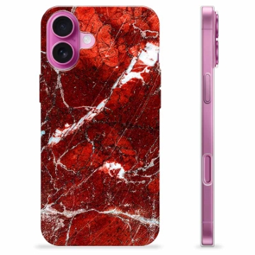 iPhone 16 Plus TPU Suojakuori - Punainen Marmori