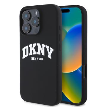 iPhone 16 Pro DKNY Liquid Silicone Arch Logo kotelo - MagSafe yhteensopiva - musta