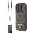 iPhone 16 Pro Guess 4G Strass Triangle Metal Logo Kotelo jossa Crossbody Hihna