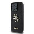 iPhone 16 Pro Guess Fixed Glitter 4G Metal Logo Kotelo - Musta