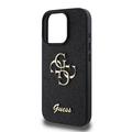 iPhone 16 Pro Guess Fixed Glitter 4G Metal Logo Kotelo - Musta