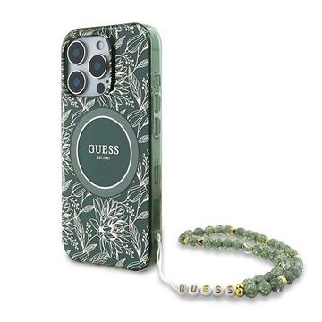 iPhone 16 Pro Guess IML Flowers Allover Electro Kotelo Pearl Hihna - MagSafe yhteensopiva