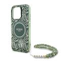 iPhone 16 Pro Guess IML Flowers Allover Electro Kotelo Pearl Hihna - MagSafe yhteensopiva