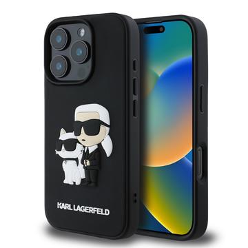 iPhone 16 Pro Karl Lagerfeld 3D Rubber Karl & Choupette NFT Kotelo - Musta