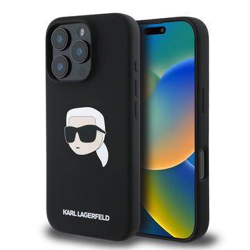 iPhone 16 Pro Karl Lagerfeld Karl Head MagSafe Nestemäinen silikonikotelo - musta