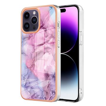 iPhone 16 Pro Marmorikuvio Galvanoitu TPU-Suojakotelo - Sininen / Pinkki