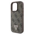 iPhone 16 Pro Max Guess 4G Strass Triangle Metal Logo Kotelo jossa Crossbody Hihna - Ruskea