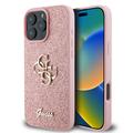 iPhone 16 Pro Max Guess Fixed Glitter 4G Metal Logo Kotelo - Pinkki