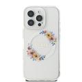 iPhone 16 Pro Max Guess IML Flowers Wreath Kotelo - MagSafe-yhteensopiva - läpinäkyvä