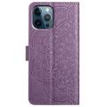 iPhone 16 Pro Max Mandala Series Lompakkokotelo - Violetti