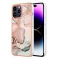 iPhone 16 Pro Max Marmorikuvio Galvanoitu TPU-Suojakotelo - Pinkki