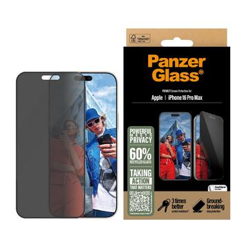 iPhone 16 Pro Max PanzerGlass Ultra-Wide Fit Privacy EasyAligner Panssarilasi - 9H - Musta Reuna