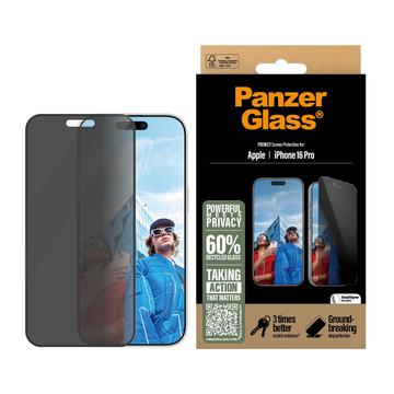 iPhone 16 Pro PanzerGlass Ultra-Wide Fit Privacy EasyAligner Panssarilasi - 9H - Musta Reuna