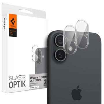 iPhone 16/16 Plus Spigen Optik.tR Kameralinssin Panssarilasi - 9H - Musta