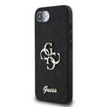 iPhone 16e Guess Fixed Glitter 4G Metal Logo Kotelo - Musta