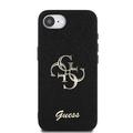 iPhone 16e Guess Fixed Glitter 4G Metal Logo Kotelo - Musta