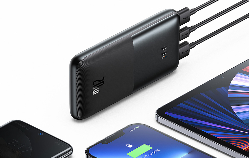 Baseus Bipow Pro Digital Display Pikalataus Power Bank 10000mAh/20W - 2xUSB, USB-C - musta